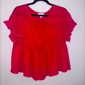 Red Baby Doll Blouse Women’s Top Francesca’s Boutique  - XS ⭐️3/$25